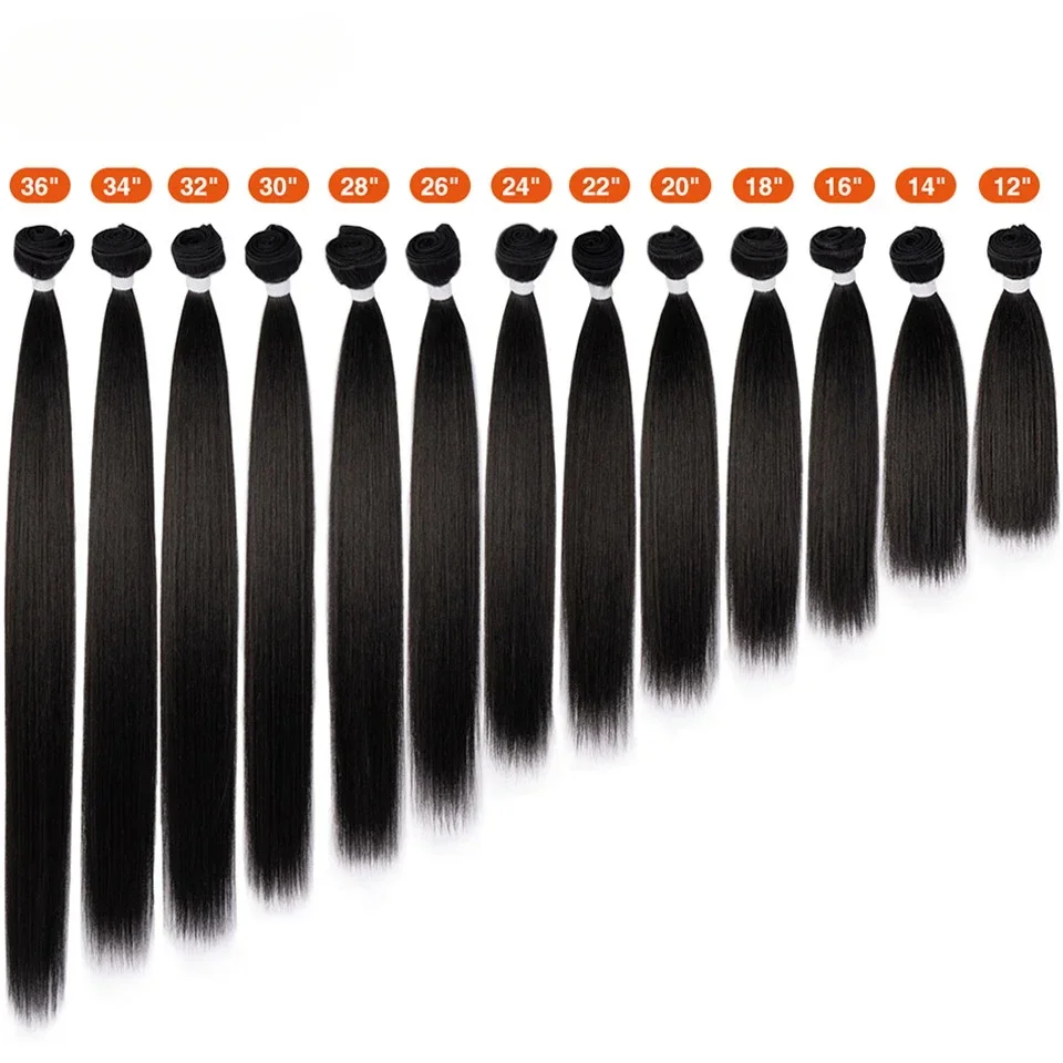 Synthetic 24-36 Inch Bone Straight Hair Extensions Ombre Blonde Fake Hair Bundles Super Long Straight Hair Full to End thumbnail 3
