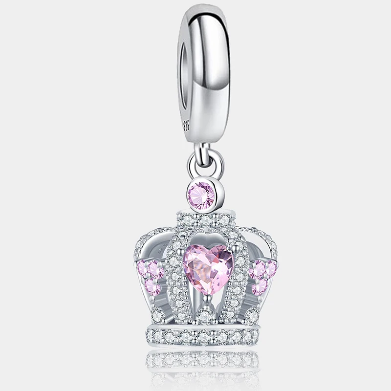 925 Silver Color Perfume Pink Series Crown Shoes Charms Bead Diy Bracelet Necklace Making Gift Of High Quality Fashion Jewelry thumbnail 3