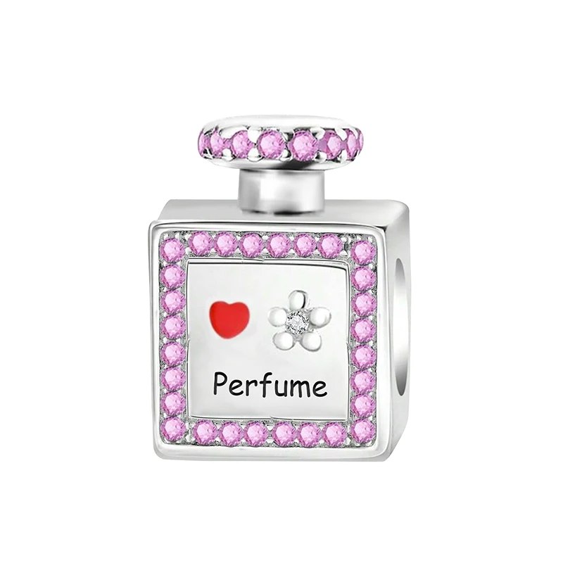 925 Silver Color Perfume Pink Series Crown Shoes Charms Bead Diy Bracelet Necklace Making Gift Of High Quality Fashion Jewelry thumbnail 2