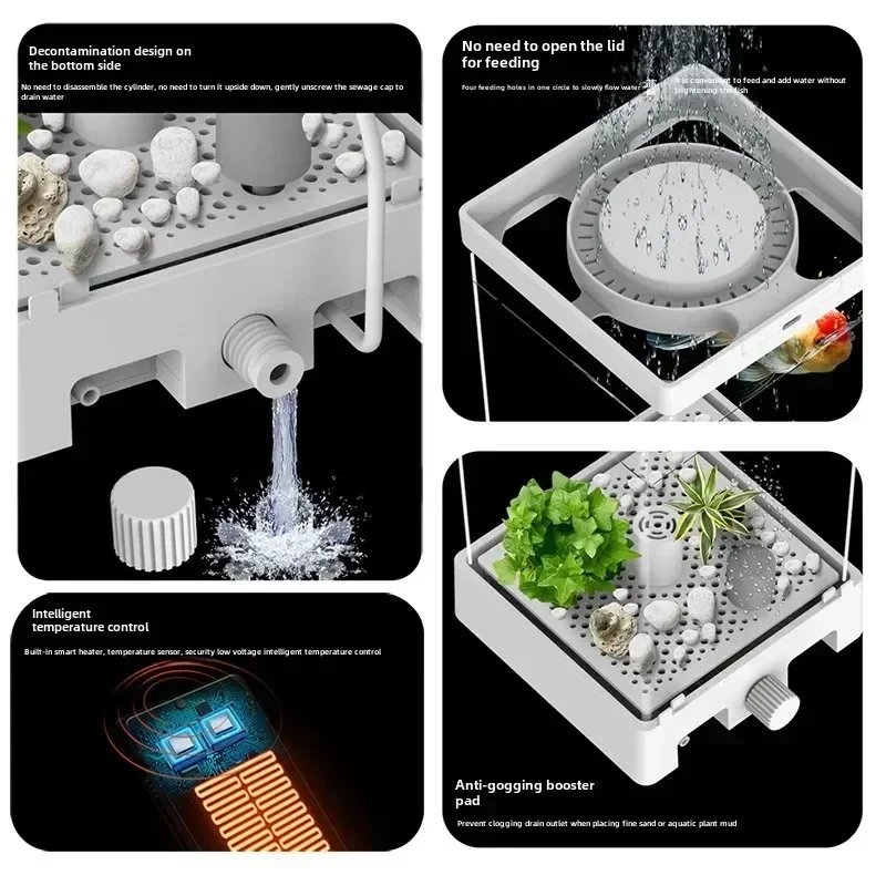 Smart betta dedicated fish tank desktop mini small ecological self-circulating desk aquarium fish tank thumbnail 5