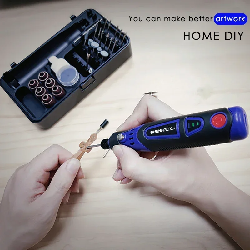 Cordless Rotary Tool Grinder Electric Drill 3Speed Adjustable Engraving Pen Cutting Polishing Drilling With HOME DIY Accessories thumbnail 6