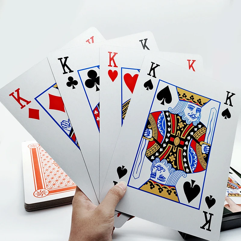 Jumbo Oversized 4Times Larger Poker Playing Cards Games For Adults Children Juegos De Mesa Familiares Divertidos Partyspiele thumbnail 2