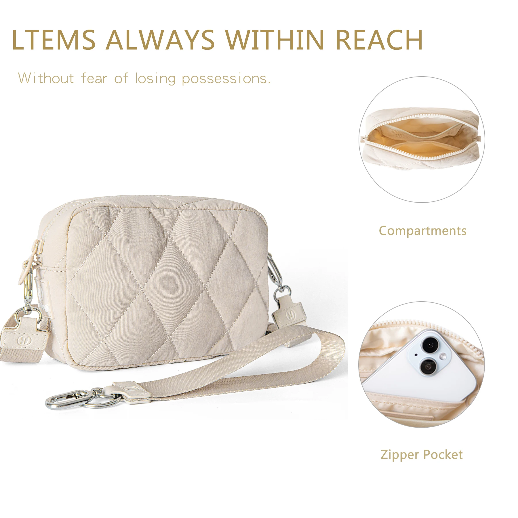 Wristlet Wallets for Women Nylon Crossbody Wallet with Puffer Bag Purse Shoulder Bag for Travel Credit Card Holder Phone Carrier thumbnail 5