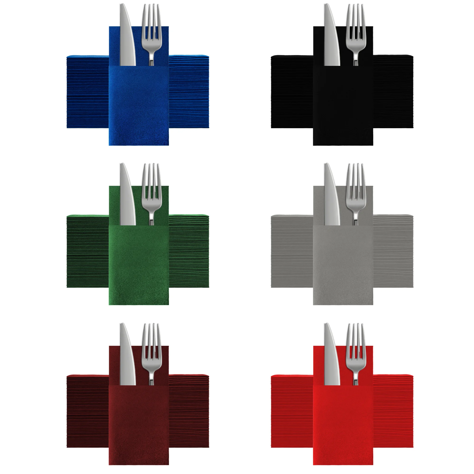 Disposable Built-in Flatware Pocket Napkins,15.75x15.75in 25/50ct,Colored Prefolded for Silverware,Elegant ,Wedding,Party, Event
