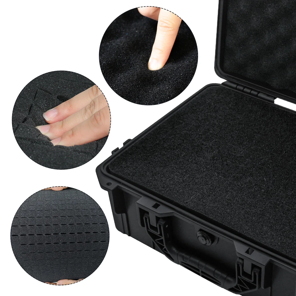 1pc Universal Portable Plastic Tool Box With Foam Insert Waterproof & Shockproof Hard Carrying Case With Pre-cut Sponge thumbnail 5