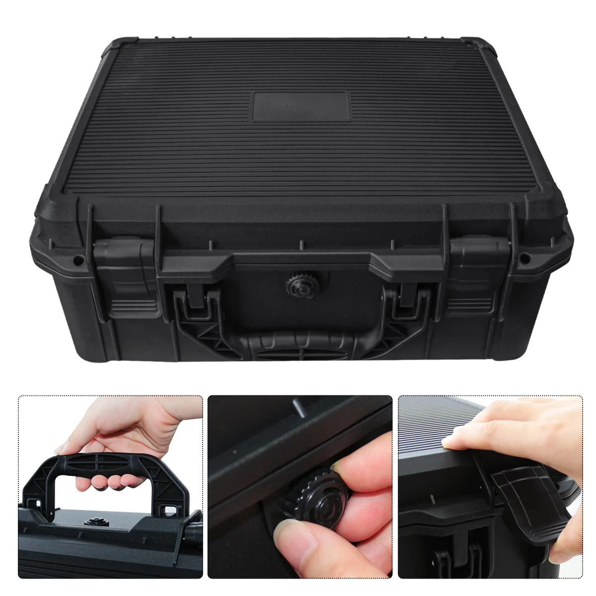 1pc Universal Portable Plastic Tool Box With Foam Insert Waterproof & Shockproof Hard Carrying Case With Pre-cut Sponge thumbnail 4