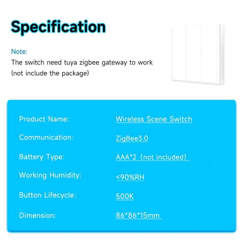 Tuya 6 Gang ZigBee Wireless Smart Scene Switch Push Button Controller APP Control Keyboard Scene Sticker Panel Smart life thumbnail 6