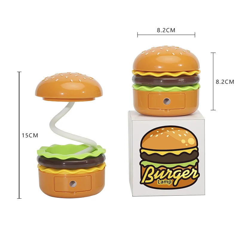 Original Practical Reading Burger Night Light LED Charging Bedside Sleep Light Learning Pencil Sharpener Can Be Stored Desk Lamp thumbnail 5