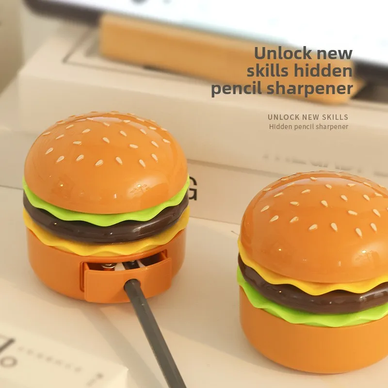 Original Practical Reading Burger Night Light LED Charging Bedside Sleep Light Learning Pencil Sharpener Can Be Stored Desk Lamp thumbnail 4