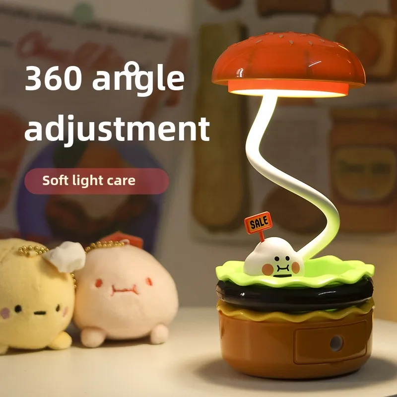 Original Practical Reading Burger Night Light LED Charging Bedside Sleep Light Learning Pencil Sharpener Can Be Stored Desk Lamp thumbnail 3