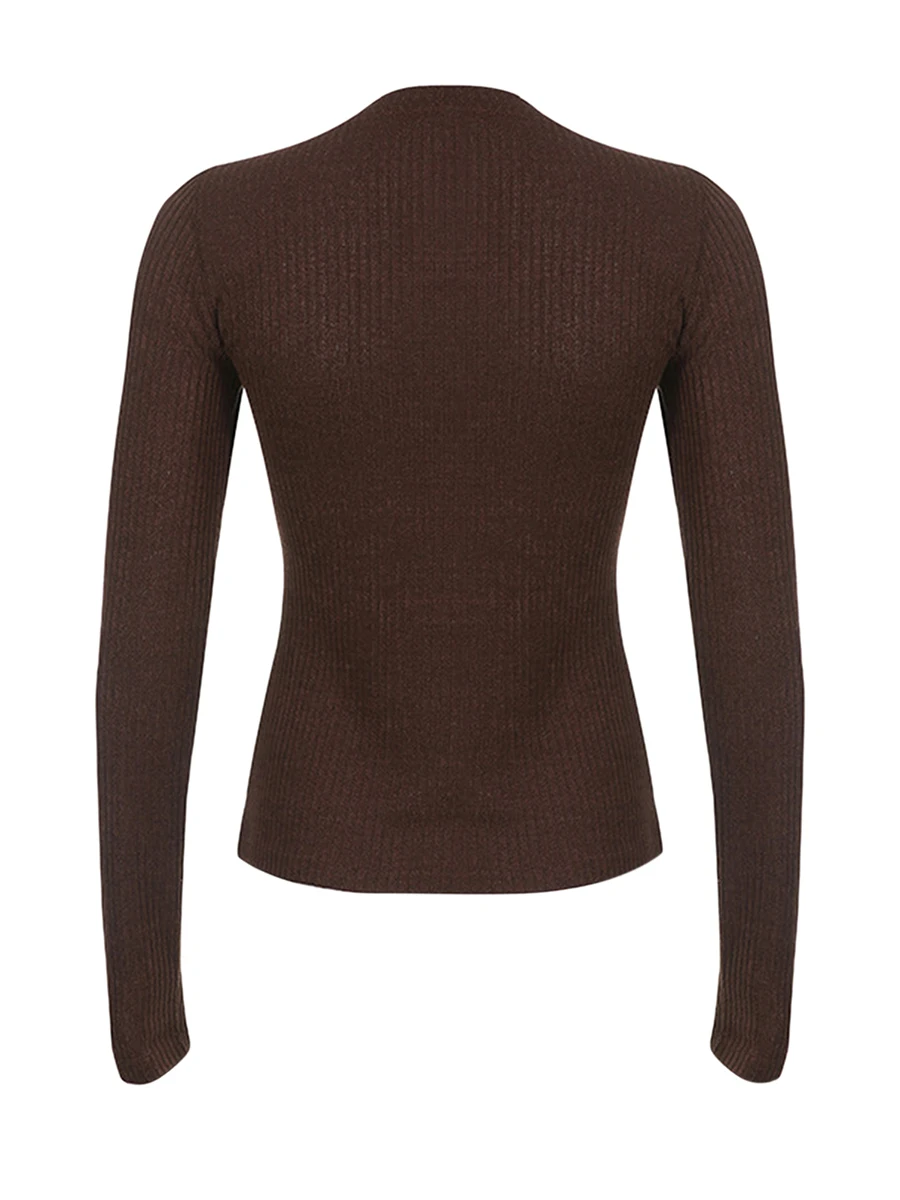 Women Button Front Knit Tops Long Sleeve Lace Patchwork Slim Fit Sweater Fall Fairy Grunge Gothic Y2K Clothes thumbnail 5