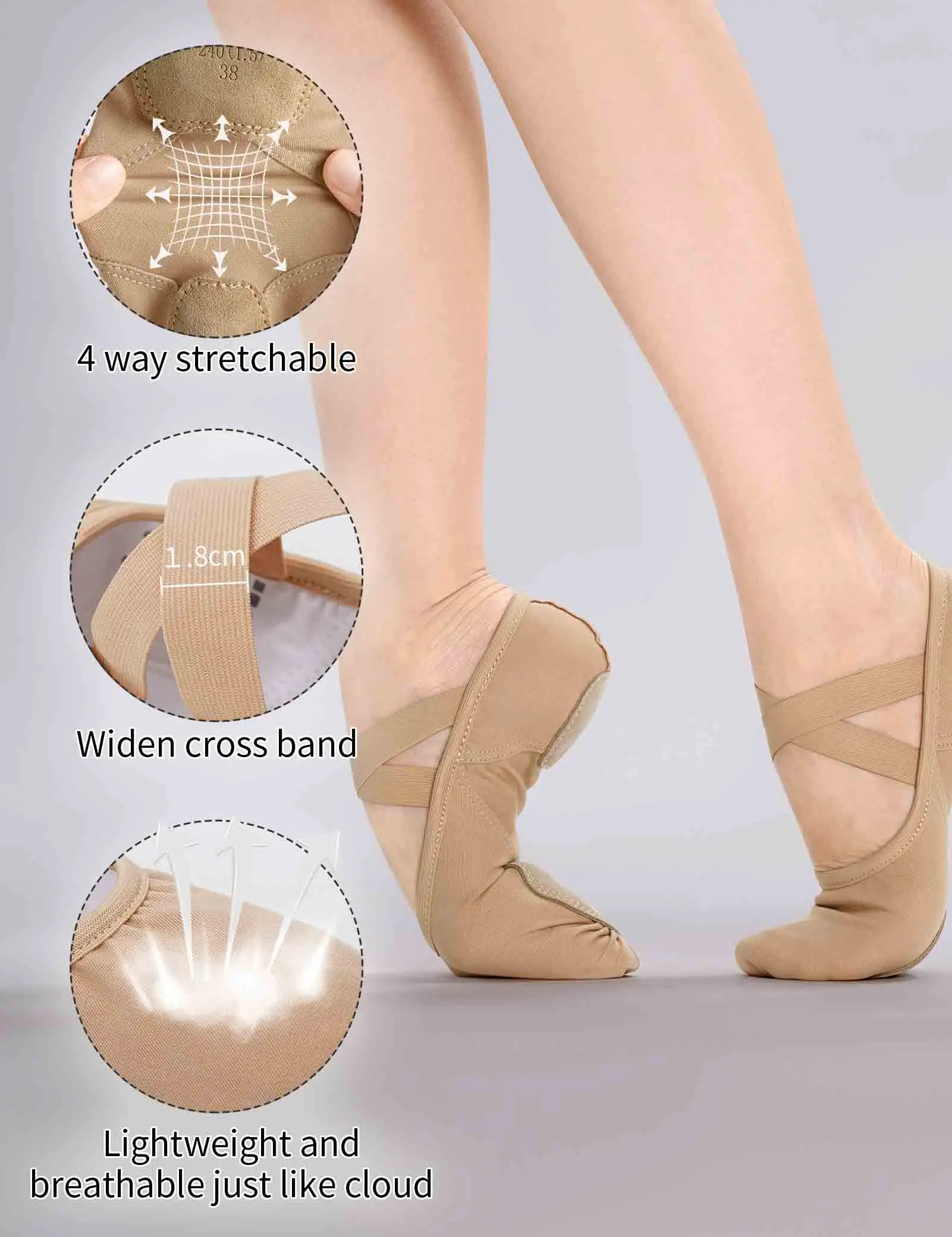 Women High Stretch Pro Ballet Shoes Ultralight Dance Shoes Soft Sole Ballet Flats Adult Snug Wear-resistant Non-slip Ballet Shoe thumbnail 6