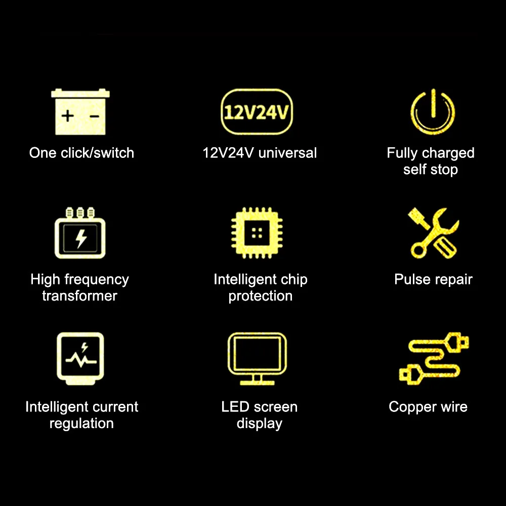 Intelligent Pulse Repair Battery Charger LCD Display For Wet Dry Lead Acid Full Automatic Car Battery Charger 300AH EU Plug 220W thumbnail 4