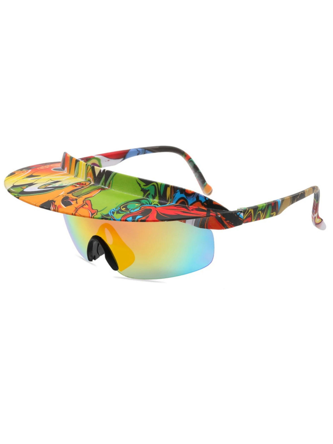 Large frame riding personalized visor wind sunglasses fashion colorful hats sunglasses for men and women. thumbnail 5