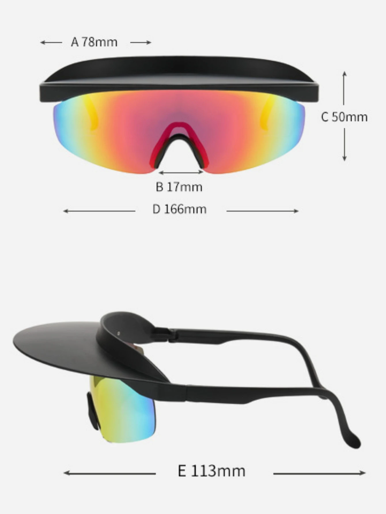 Large frame riding personalized visor wind sunglasses fashion colorful hats sunglasses for men and women. thumbnail 6