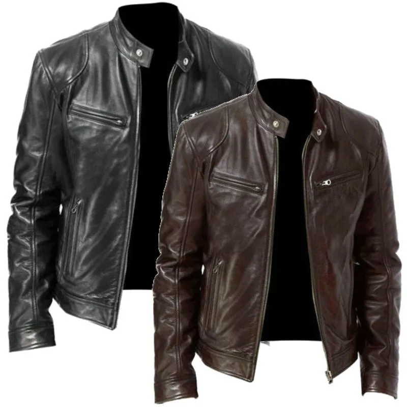 Motorcycle Jacket Men PU Leather Moto Motocross Jacket Four Season Motorbike Racing Riding Jacket Chaqueta Moto Black thumbnail 2
