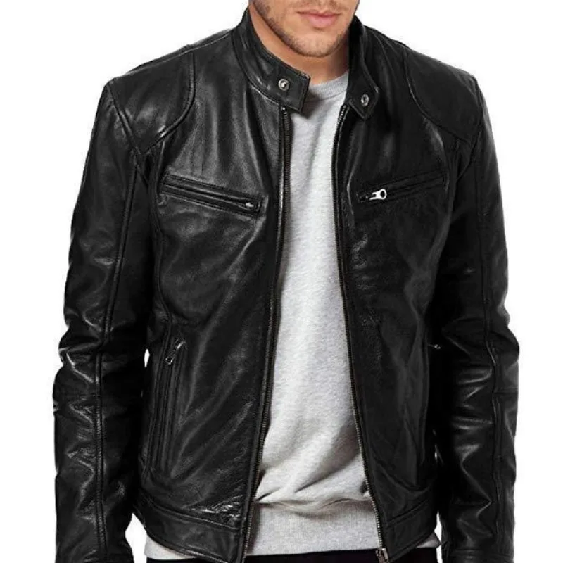 Motorcycle Jacket Men PU Leather Moto Motocross Jacket Four Season Motorbike Racing Riding Jacket Chaqueta Moto Black thumbnail 3