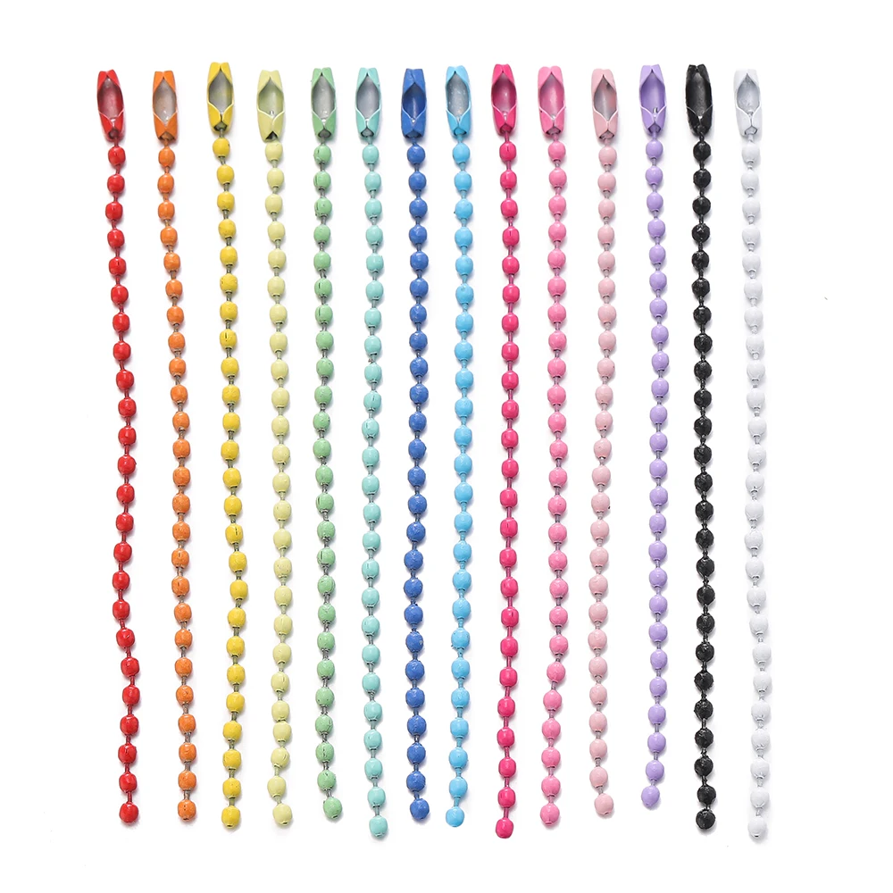 20pcs/Lot 10/12cm Iron Colorful Ball Bead Chain Fits Key Chain Dolls Label Hand Tag Connectors DIY Jewelry Making Supplies