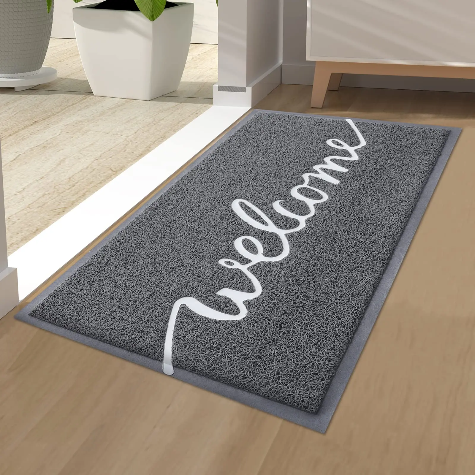Olanly Garden Dirt Trapper Entryway Mat Of Outdoor Indoor Washable Home Doormat Cute Letters Non-Slip Door Mats For Front Door
