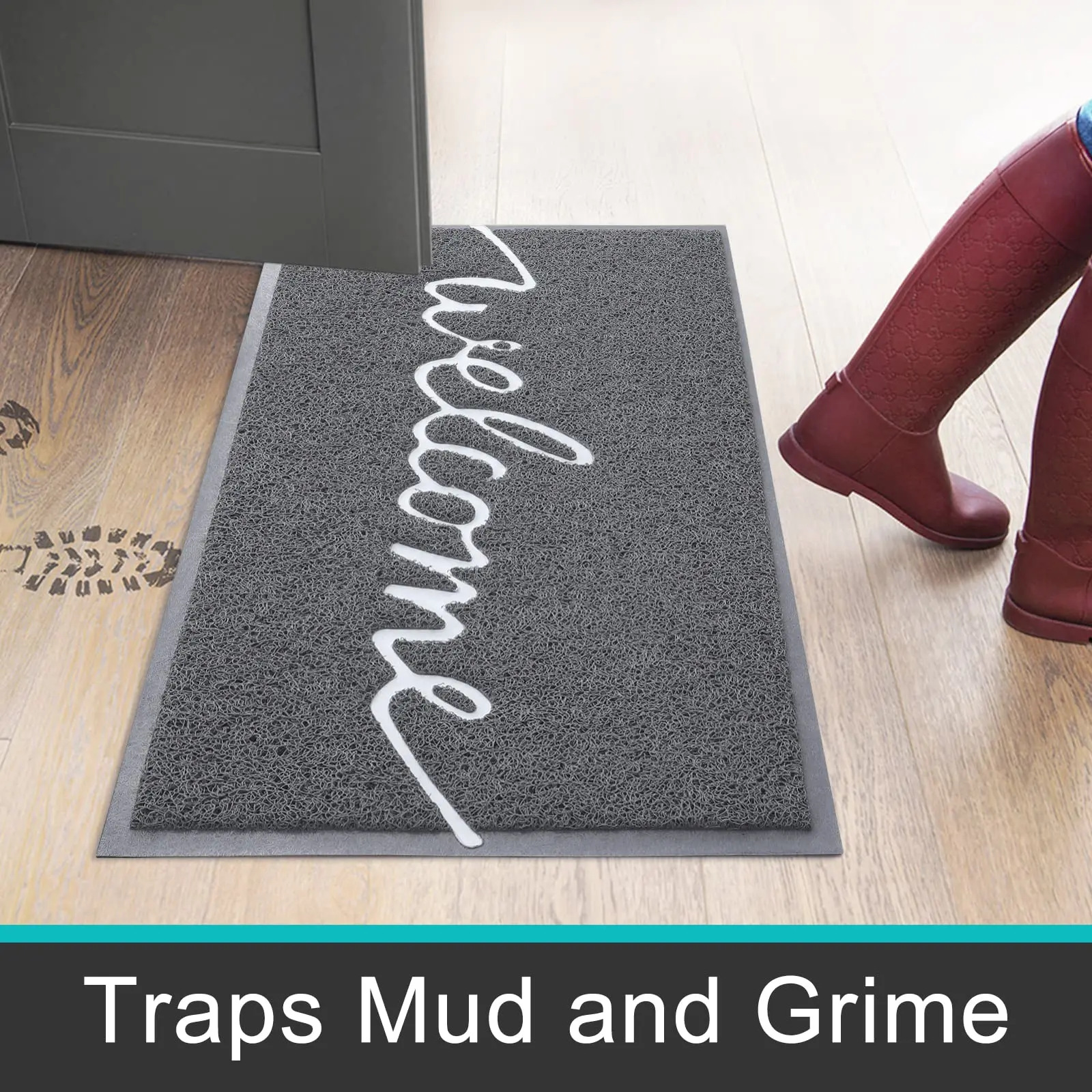 Olanly Garden Dirt Trapper Entryway Mat Of Outdoor Indoor Washable Home Doormat Cute Letters Non-Slip Door Mats For Front Door thumbnail 3