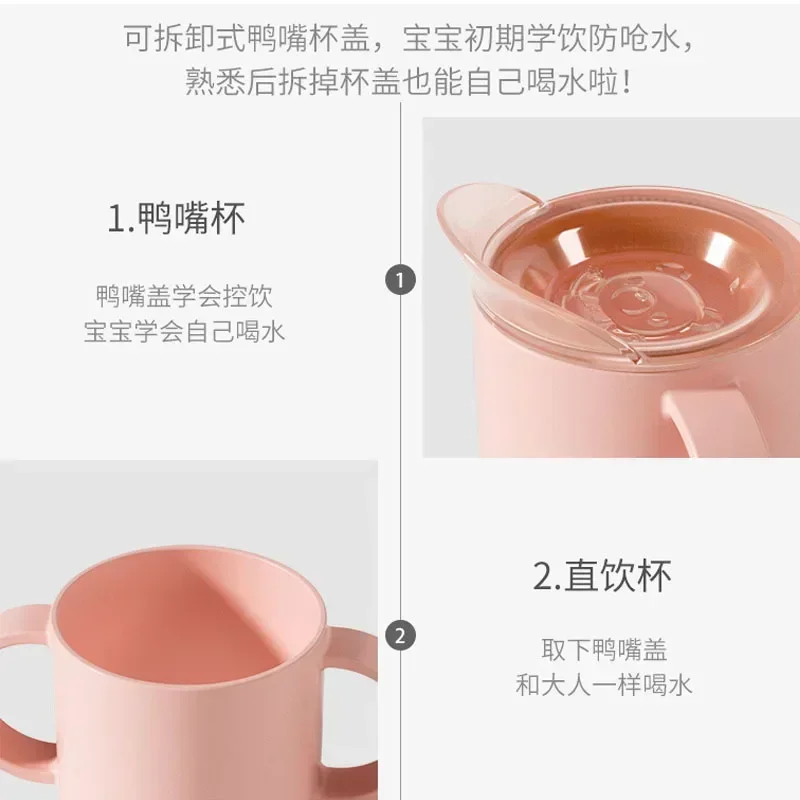 Baby Feeding Cups Kid Learning Drinking Cup with Double Handle Flip Lid Leakproof Infants Water Cups Bottle BPA Free with Lid thumbnail 5