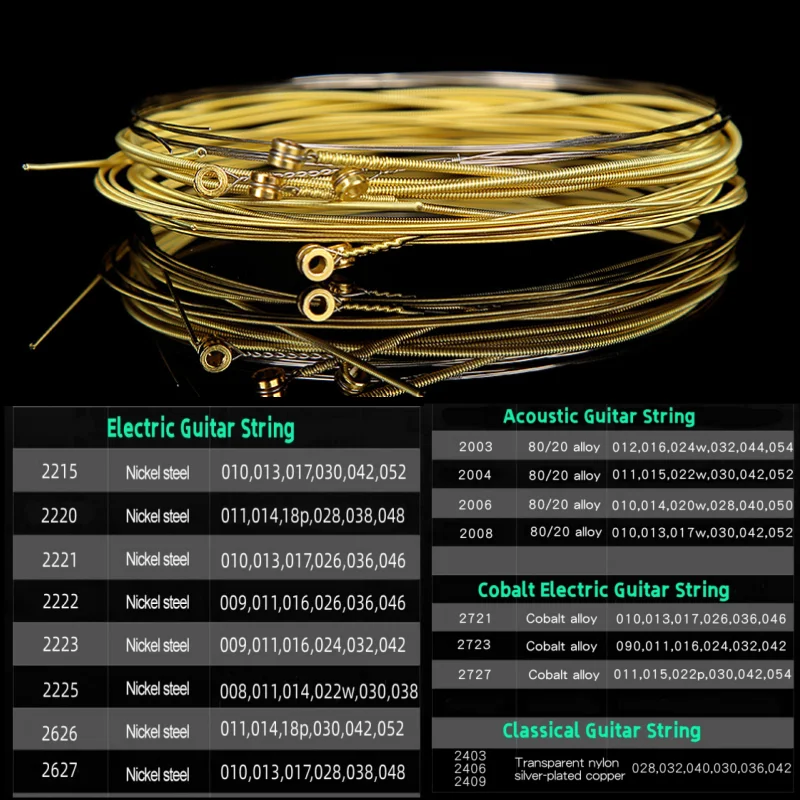 Wholesale 10 Pcs Classical/Acoustic/Electric Guitar Strings 2221 2222 2223 2225 2004 2006 2008 2403 2406