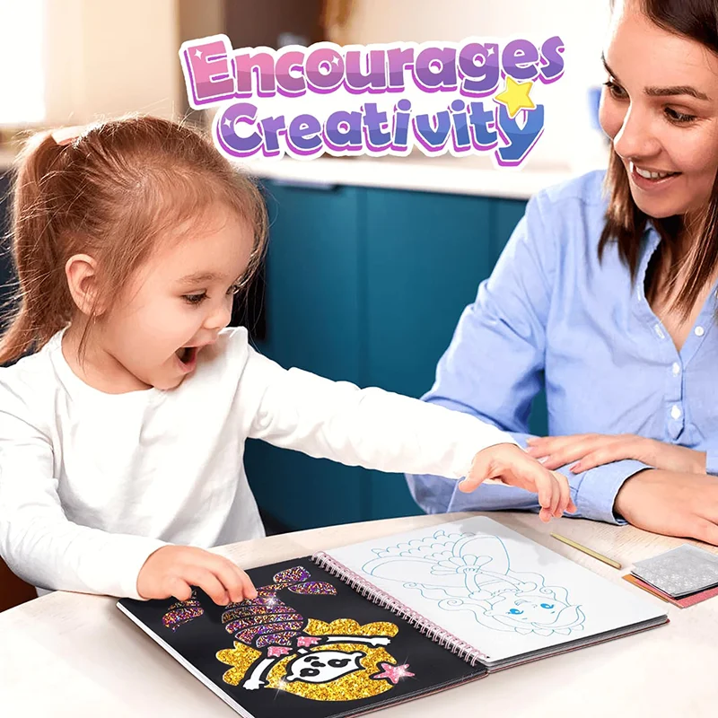 Kids Fun Foil Art Set Montessori Drawing Toy Animal Colouring Book Kindergarten DIY Crafts Creative Activity Toys Christmas Gift thumbnail 2