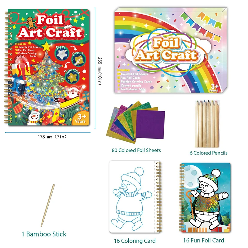 Kids Fun Foil Art Set Montessori Drawing Toy Animal Colouring Book Kindergarten DIY Crafts Creative Activity Toys Christmas Gift thumbnail 6