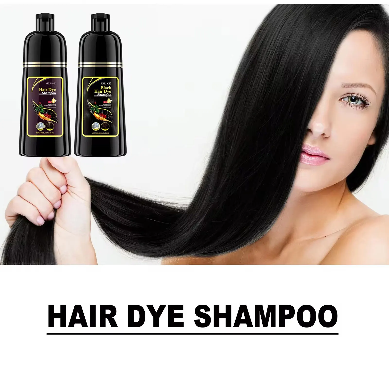 EELHOE Black Hair Dye Shampoo 3 in 1 Growth Clean Hair Darkening Deep Nourishing Black Hair Dye Shampoo Natural Organic Herbal thumbnail 3