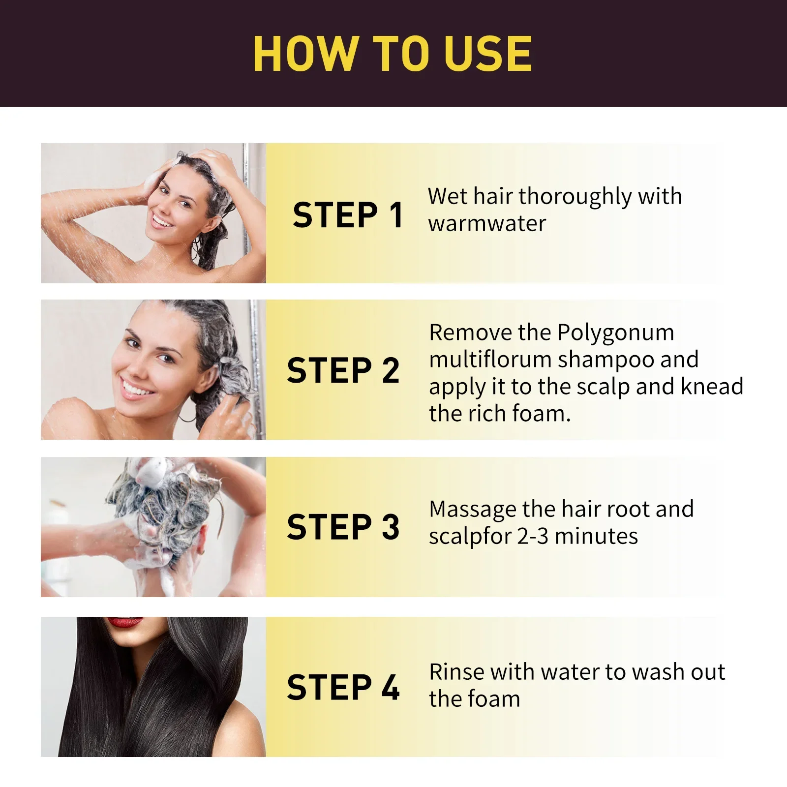 EELHOE Black Hair Dye Shampoo 3 in 1 Growth Clean Hair Darkening Deep Nourishing Black Hair Dye Shampoo Natural Organic Herbal thumbnail 6