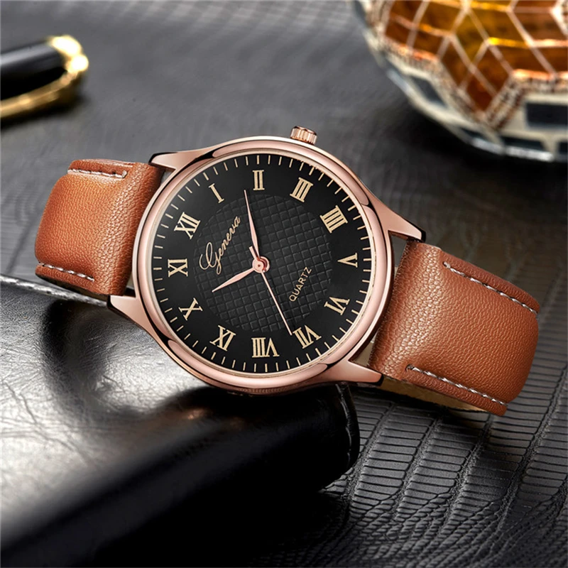 Luxury Mens Watches Black Rose Gold Leather Quartz Watch Woman Business Sport Waterproof Bracelet Male Clock Watch Gift For Men thumbnail 3