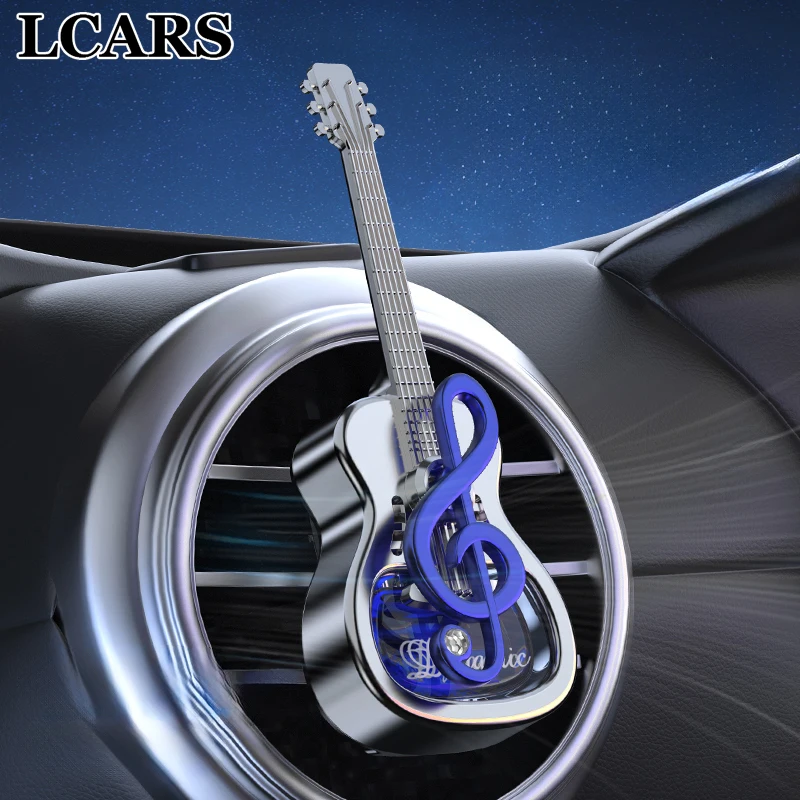 Car Aromatherapy Glass Bottle Can Be Filled with Fragrance Plating Guitar Shape Air Vent Aromatherapy Decorations