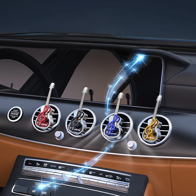 Car Aromatherapy Glass Bottle Can Be Filled with Fragrance Plating Guitar Shape Air Vent Aromatherapy Decorations thumbnail 3