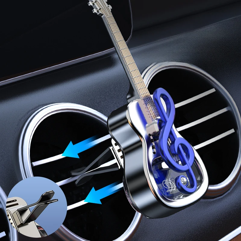 Car Aromatherapy Glass Bottle Can Be Filled with Fragrance Plating Guitar Shape Air Vent Aromatherapy Decorations thumbnail 2