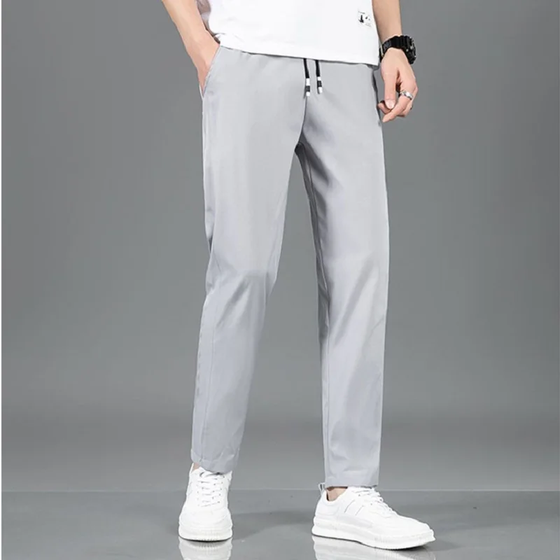 2024 New Korean Men's Golf Slim Fit Pants Ice Silk Breathable Leisure Sports Pants Fashion Pants