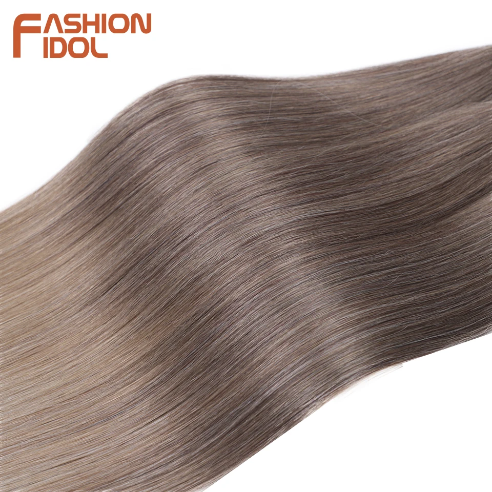 28 Inch 3PCS 300g Yaki Straight Pony Hair Bundles Crochet Braids Hair Synthetic Braiding Hair Ombre Brown Crochet Hair Extension thumbnail 5