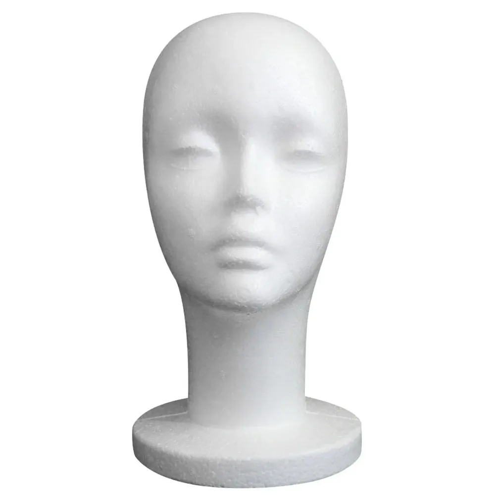 1pcs Female Styrofoam Foam Mannequin Manikin Head Model Hat Glasses Wig Display Male White Foam Mannequin Head Holder Stand Rack thumbnail 6