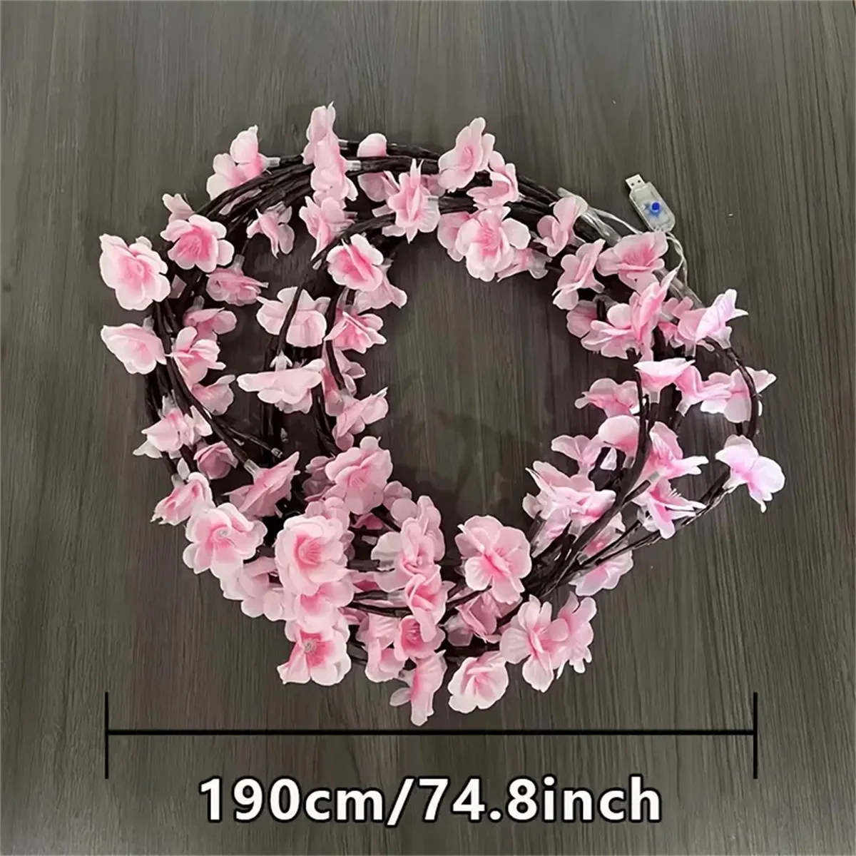 Cherry Blossom 96 Led USB Tree Branch Rattan Lights 8 Modes Colorful String Lamp Valentine Christmas Wedding Bedroom Decoration thumbnail 6