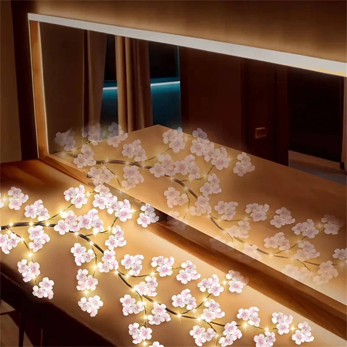 Cherry Blossom 96 Led USB Tree Branch Rattan Lights 8 Modes Colorful String Lamp Valentine Christmas Wedding Bedroom Decoration thumbnail 3