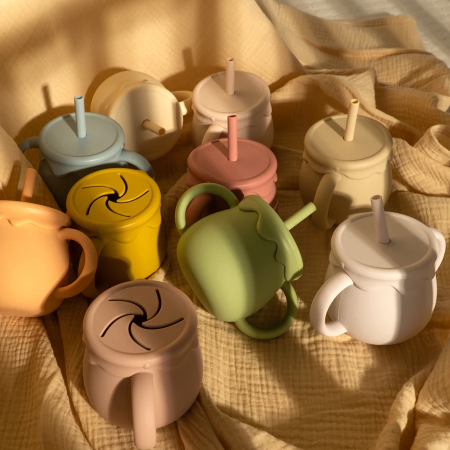 Baby Feeding Cups Portable Drinkware Sippy Cup Solid Food Container Snack Cup Toddlers Learning Cups Newborn supplies thumbnail 2