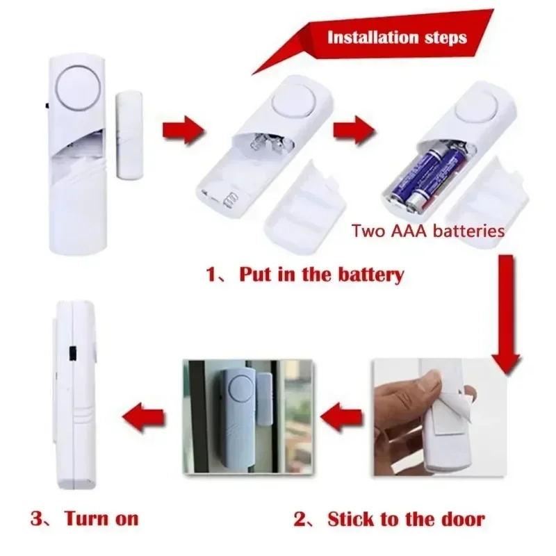 2pcs/1set-Wireless Door Window Magnetic Sensor Alarm Detectors Home Security Alarm System thumbnail 3