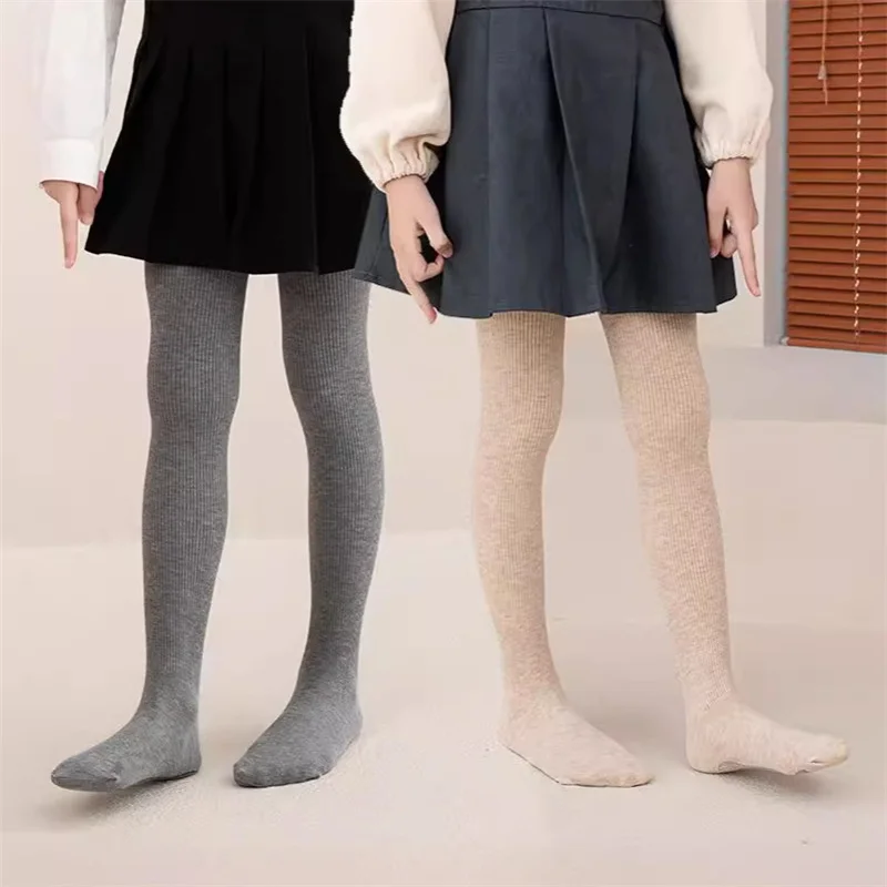 3-15 Years Kids Spring Autumn Children's Solid Color Stripe Pantyhose Girls Leggings Dance Tights thumbnail 2