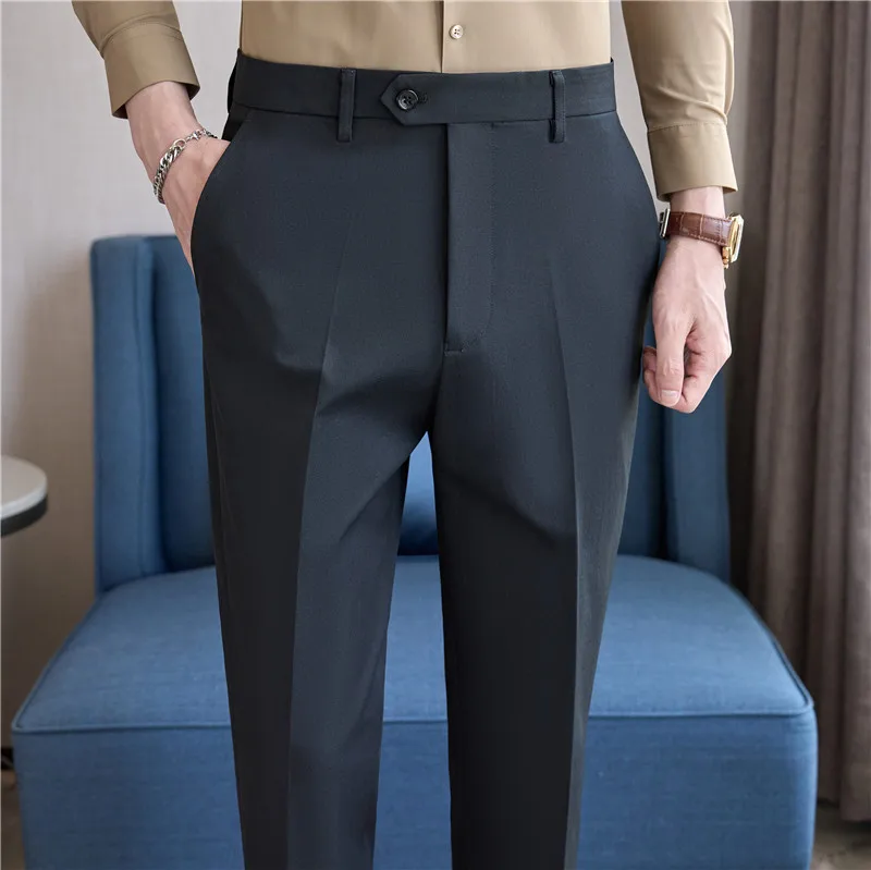 Men Suit Pants 2026 Elastic Slim Fit Formal Dress Pants Solid Casual White Trousers Pantalon Homme Wedding Party Men Clothing thumbnail 6