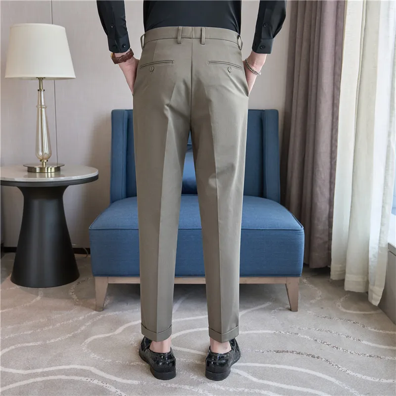 Men Suit Pants 2026 Elastic Slim Fit Formal Dress Pants Solid Casual White Trousers Pantalon Homme Wedding Party Men Clothing thumbnail 5