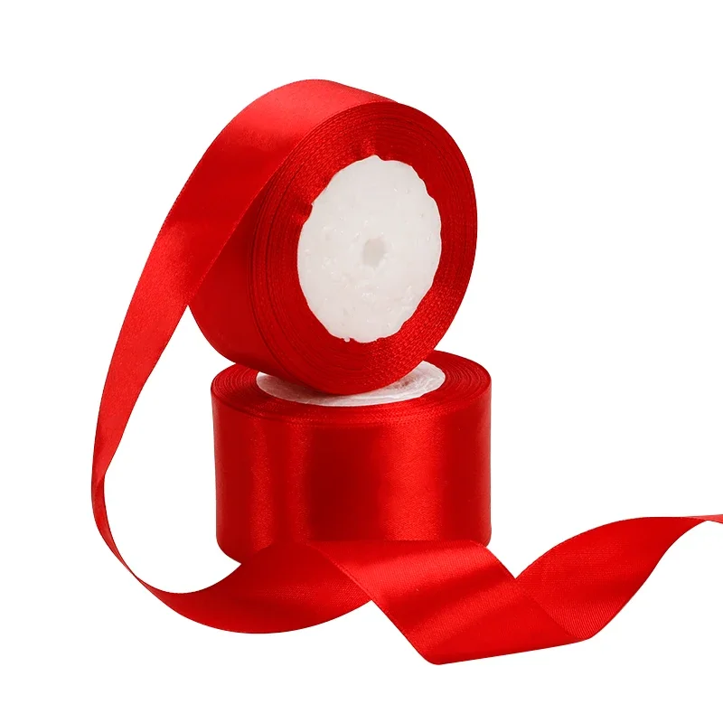 Red Satin Ribbon Wedding Christmas Halloween Party Decoration Gift Wrapping Scrapbooking Supplies DIY Bow Crafts Packing Tape thumbnail 2