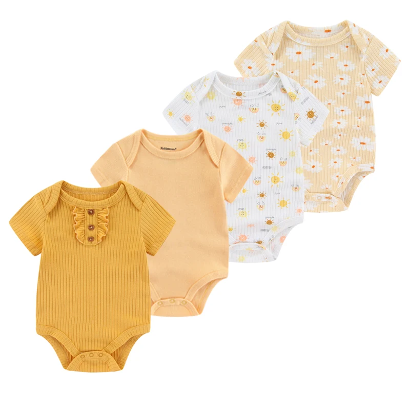 4Pieces Newborn Baby Boy Clothes Cartoon Cotton Romper Summer Short Sleeve Baby Girl Clothes 0-12M Print Bodysuit Bebes thumbnail 6