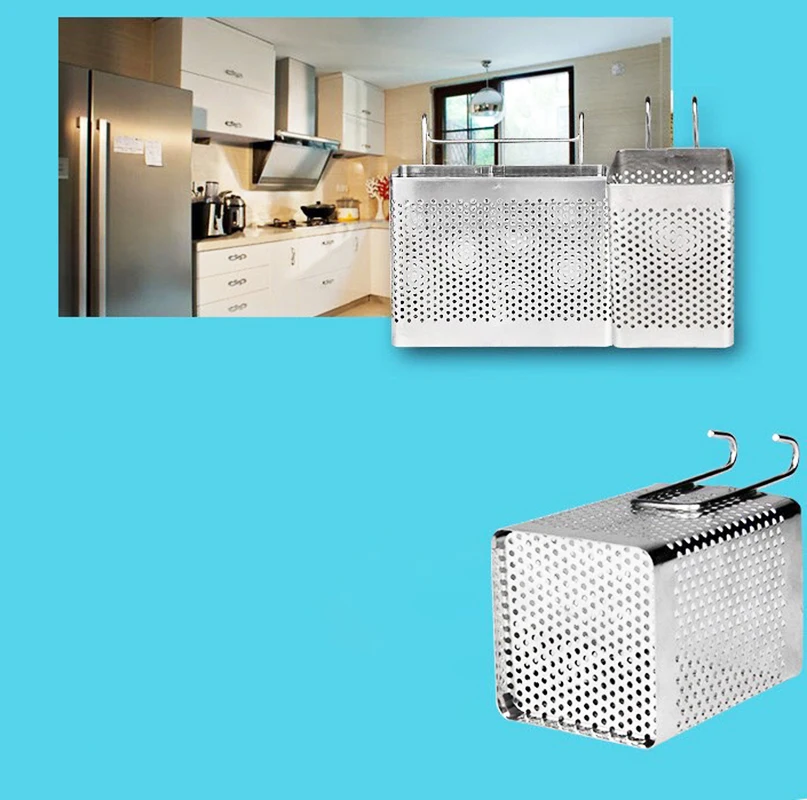 Stainless Steel Chopsticks Rack Tableware Holder Organizer Cutlery Dryer Drainer Shelf With Hooks Kitchen Accessories thumbnail 5