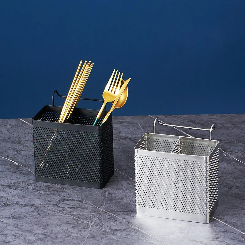 Stainless Steel Chopsticks Rack Tableware Holder Organizer Cutlery Dryer Drainer Shelf With Hooks Kitchen Accessories thumbnail 2