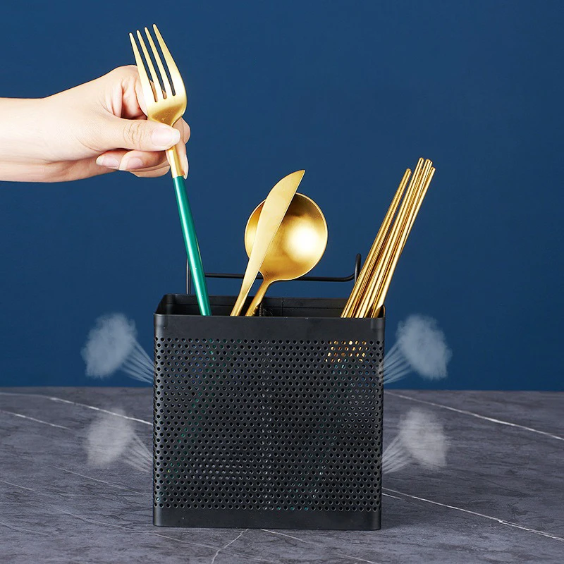 Stainless Steel Chopsticks Rack Tableware Holder Organizer Cutlery Dryer Drainer Shelf With Hooks Kitchen Accessories thumbnail 3