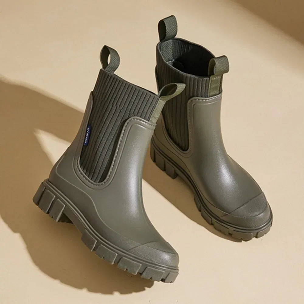 Waterproof Rubber Shoes for Women Elastic Mouth Women's Rain Boots Low Cut Rain Shoes Waterproof and Anti Slip Women's Boots thumbnail 2